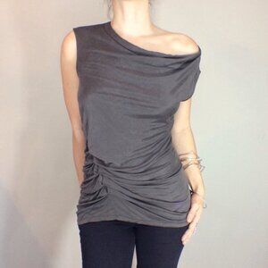 Halston Heritage Draped Cap Sleeve Cupro Lead S